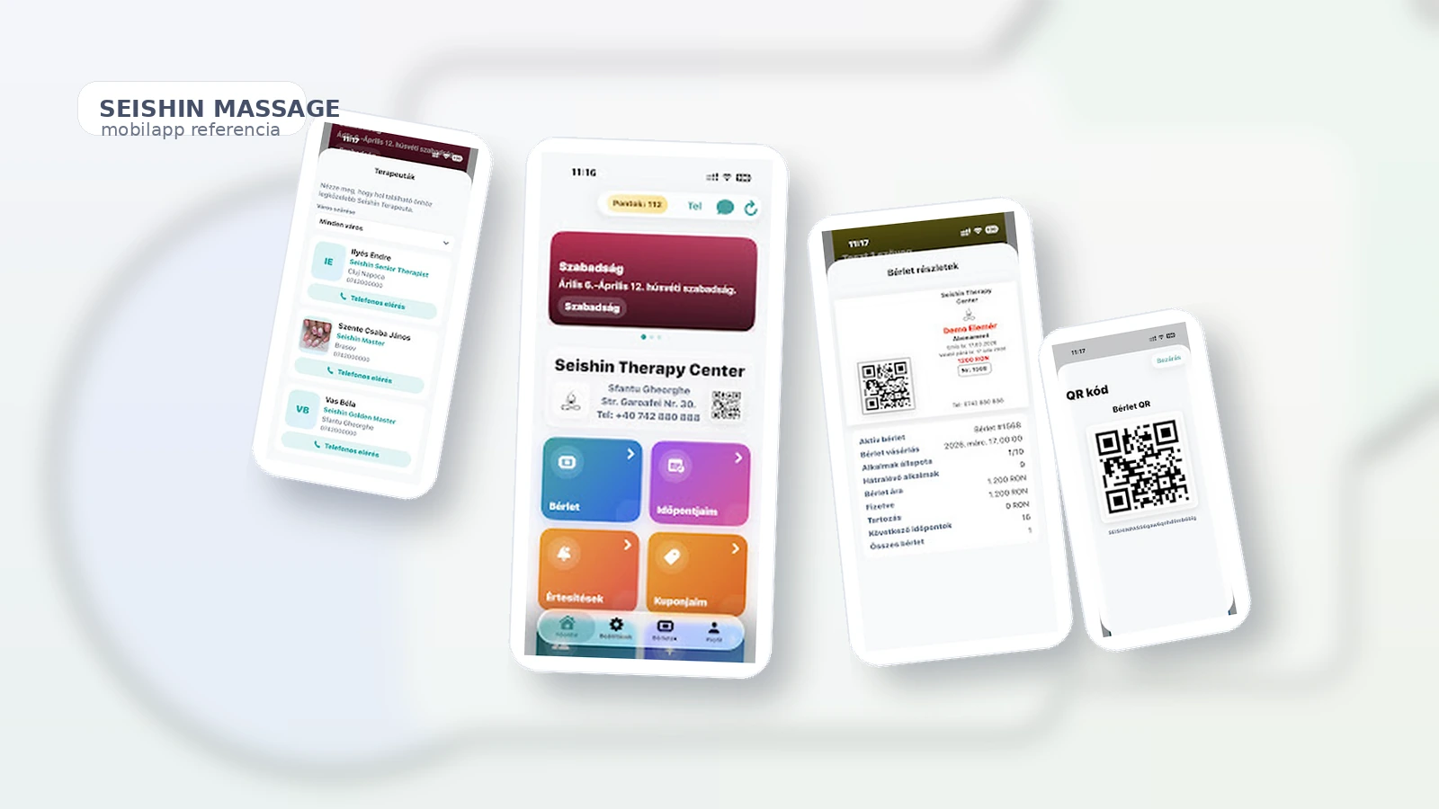 Seishin Massage mobilapp és ügyfélrendszer